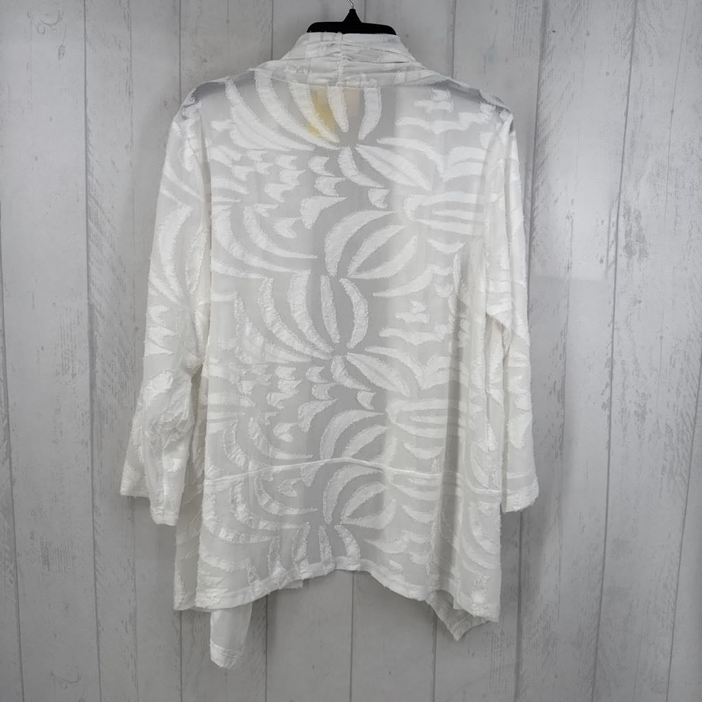 L semi sheer open front 3/4 slv cardi