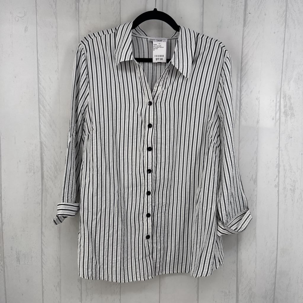 1X striped button down l/s top