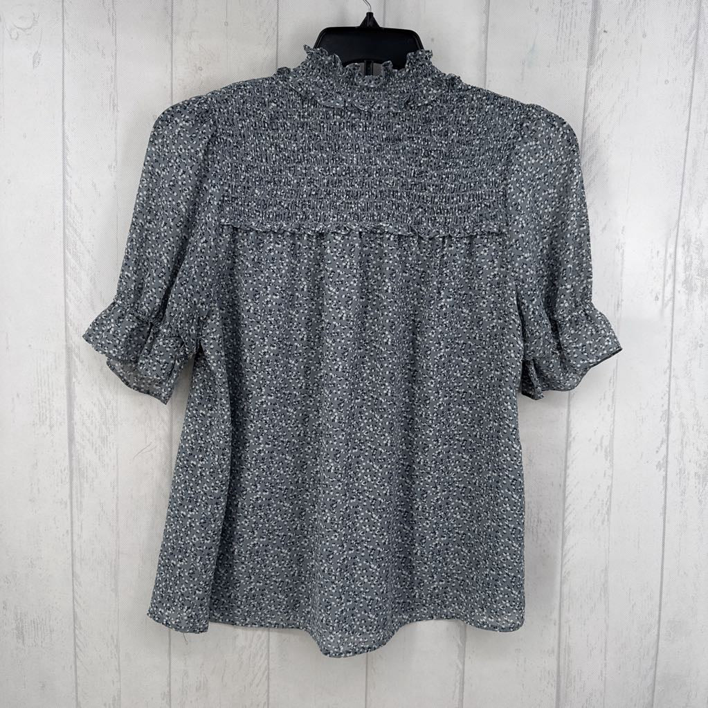M printed split neck s/s top