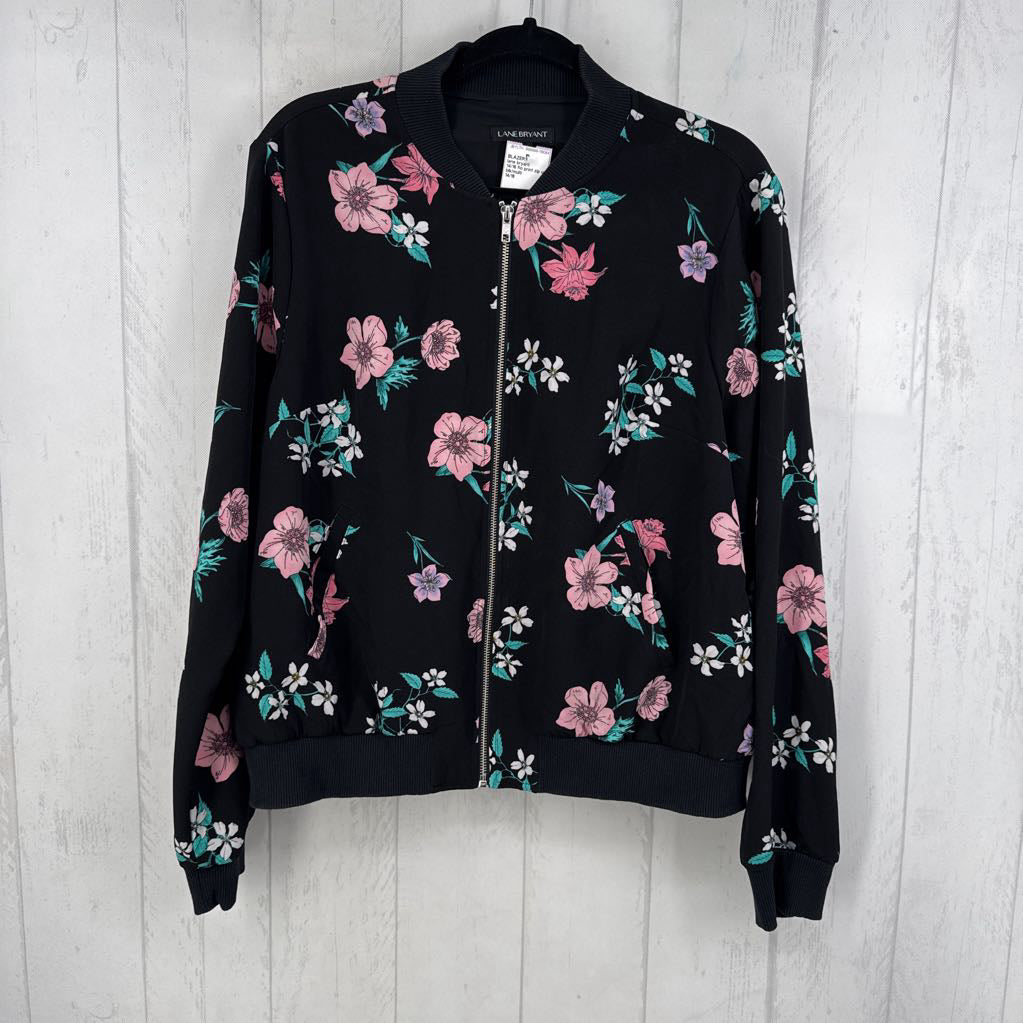 14/16 flo print zip up jacket