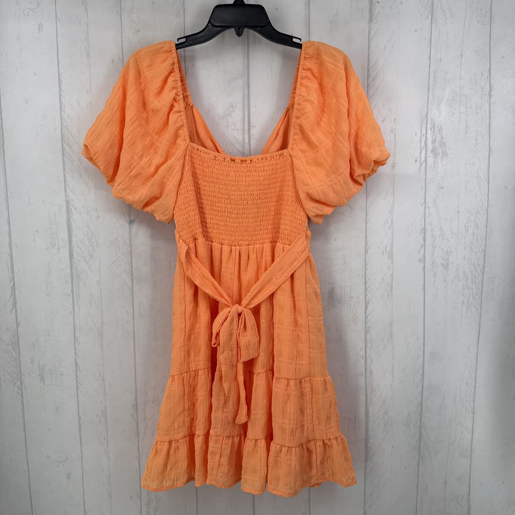 XL textured gathered tiered s/s dress