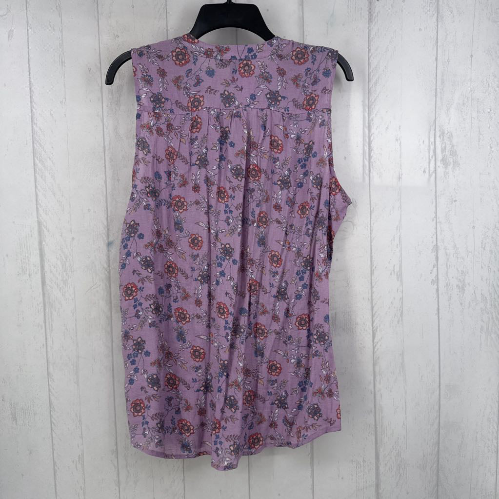 XL flo print tie front tank