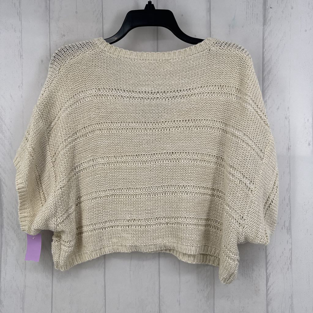 L crochet v-neck s/s sweater