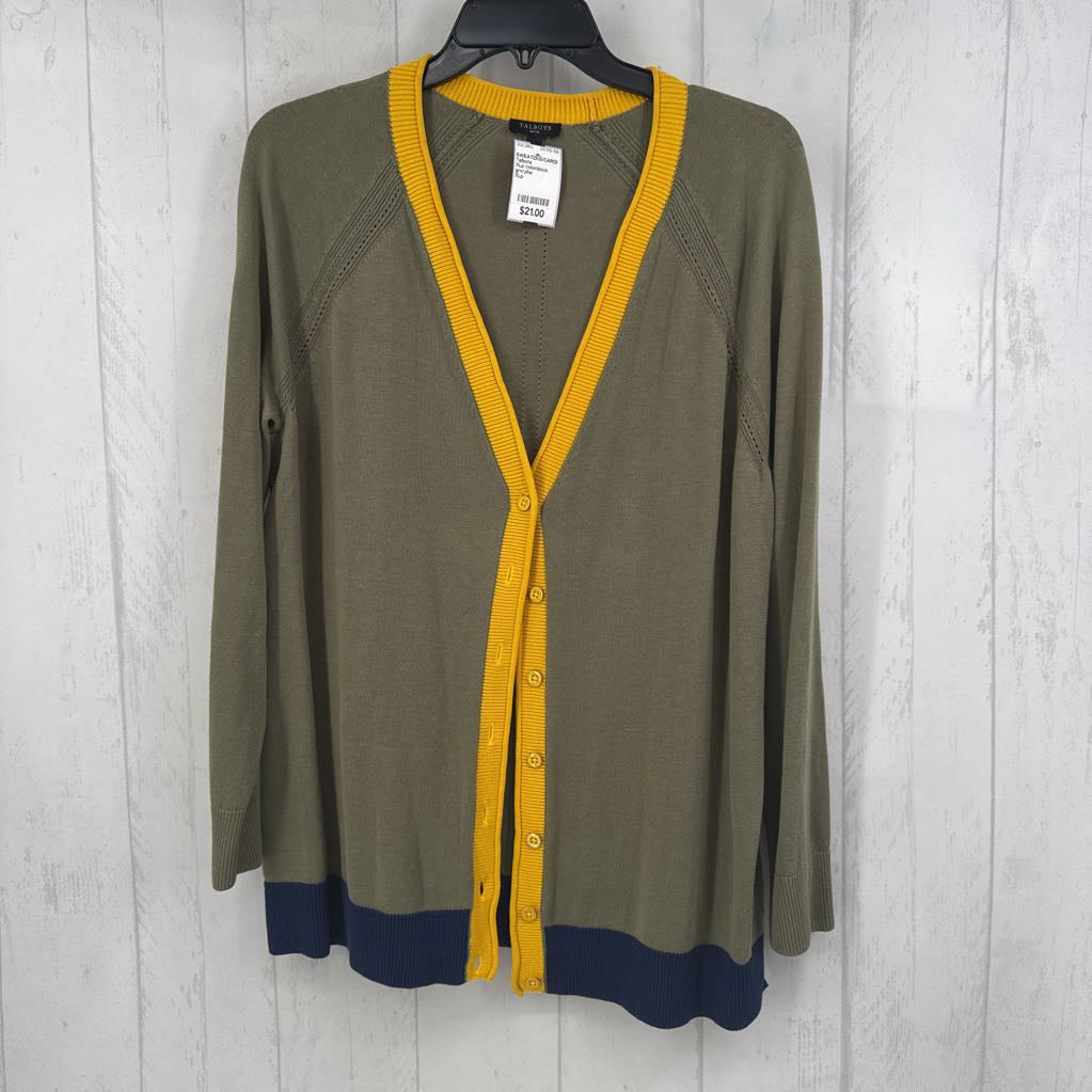 XLp colorblock button front cardi