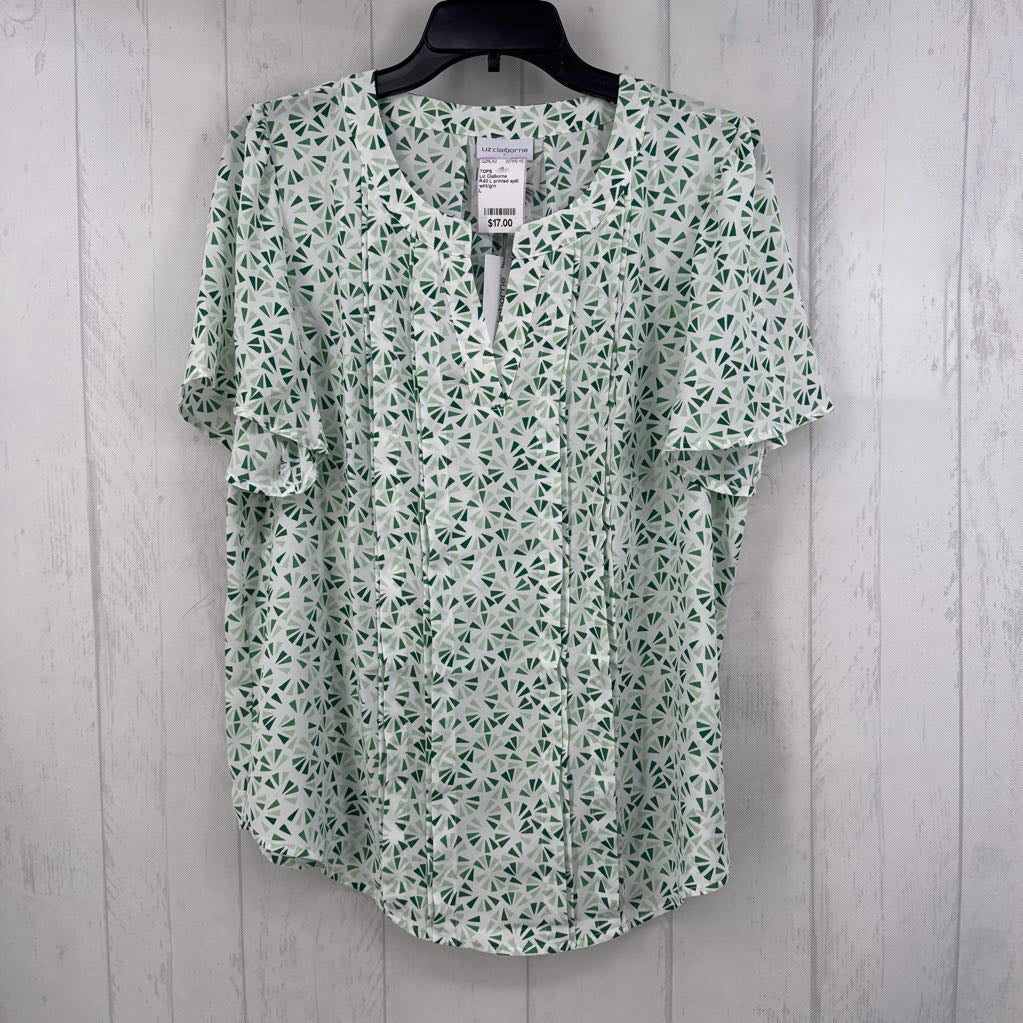 R40 L printed split neck s/s top