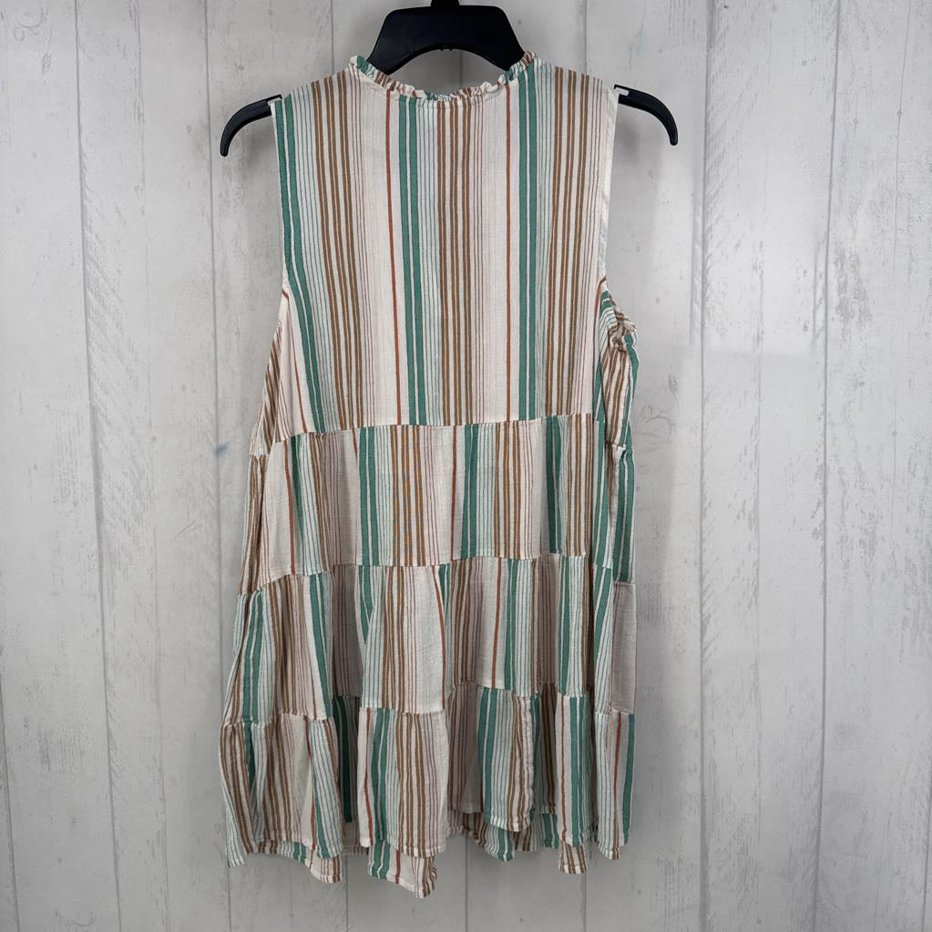 M striped tassel tie tiered tank