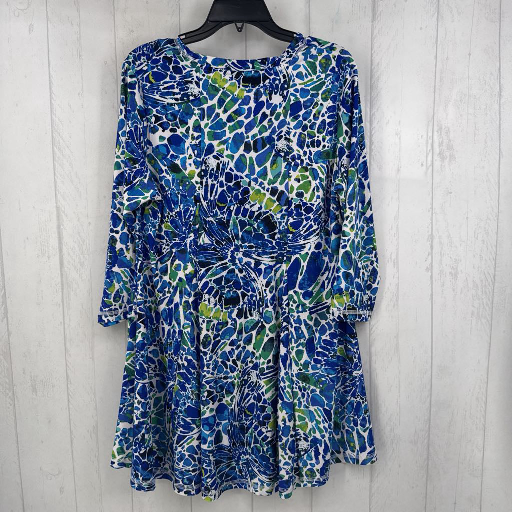 L printed v-neck 3/4 slv top