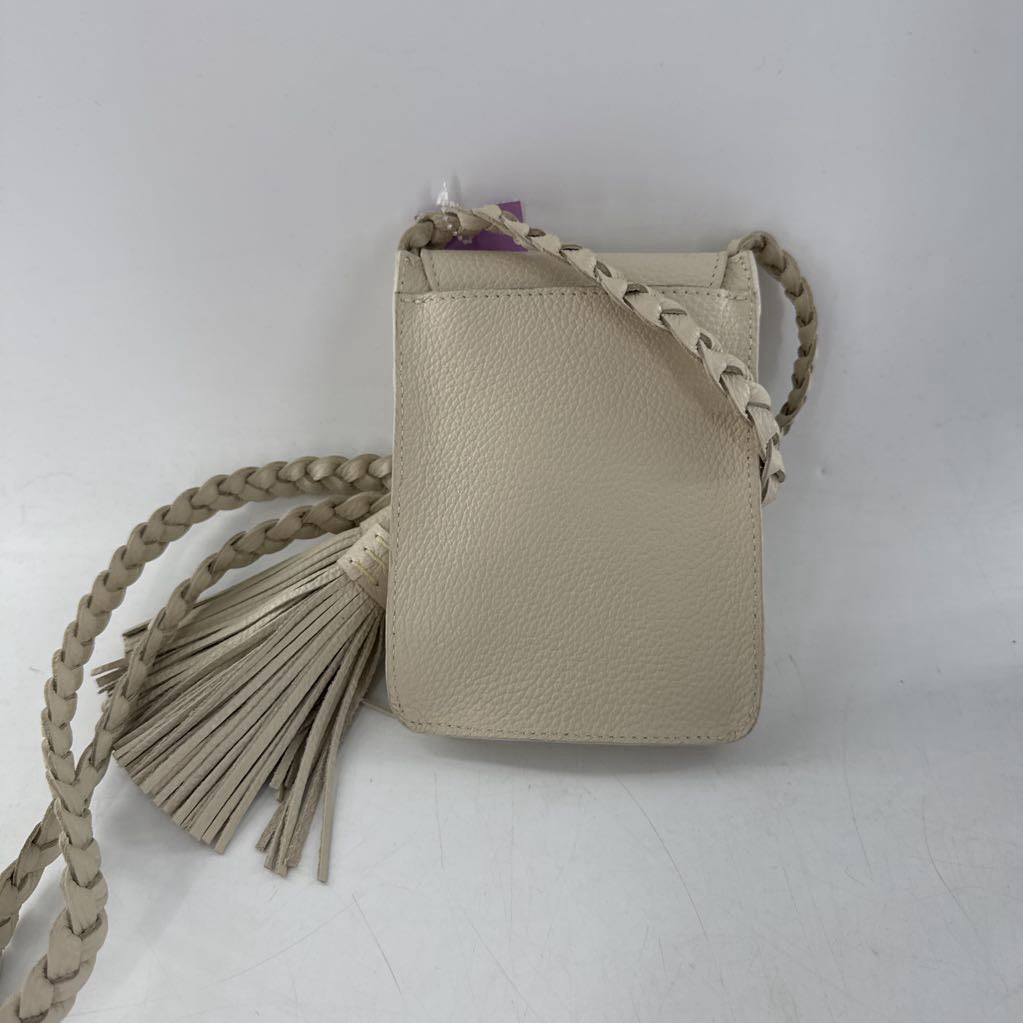 pebbled leather tassel front slim crossbody