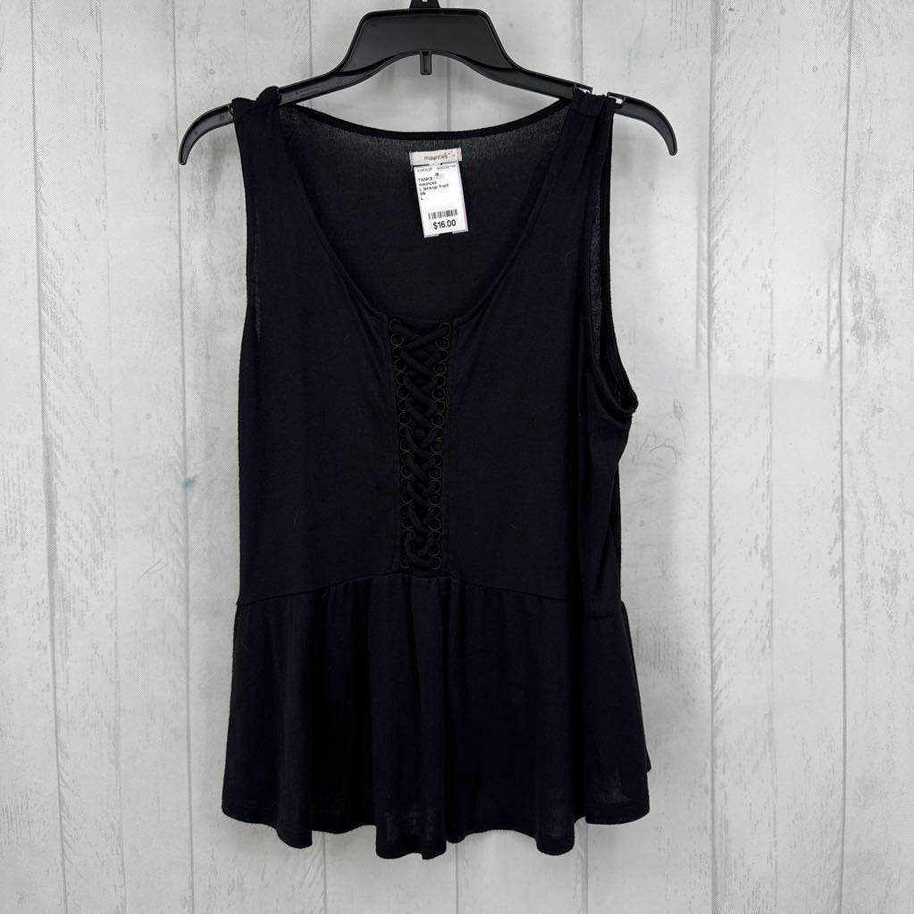 L lace-up front peplum tank