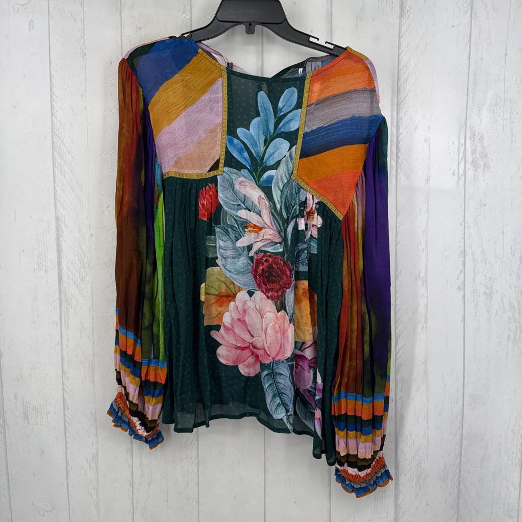 M colorful flo print l/s top