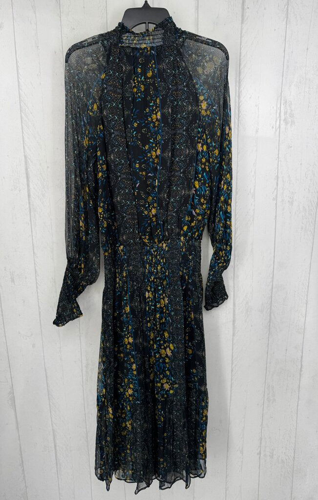 R199 L printed notch neck l/s dress