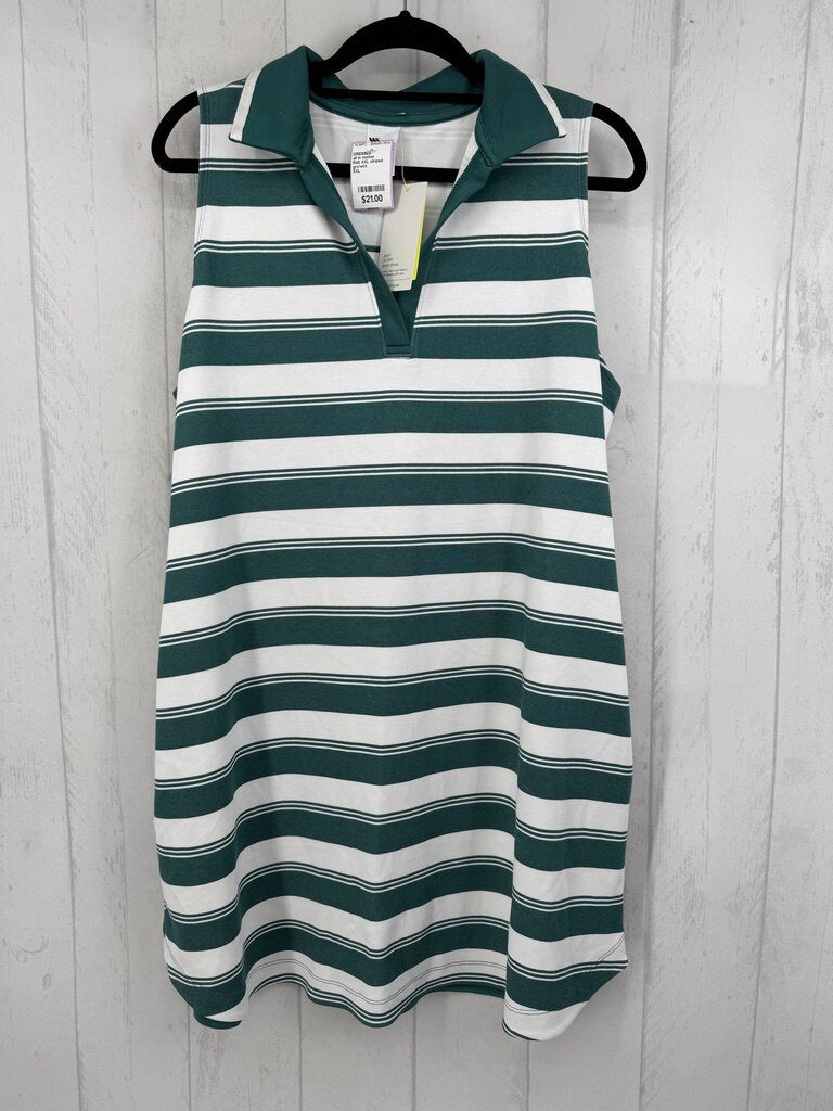 R40 XXL striped split neck slvls dress