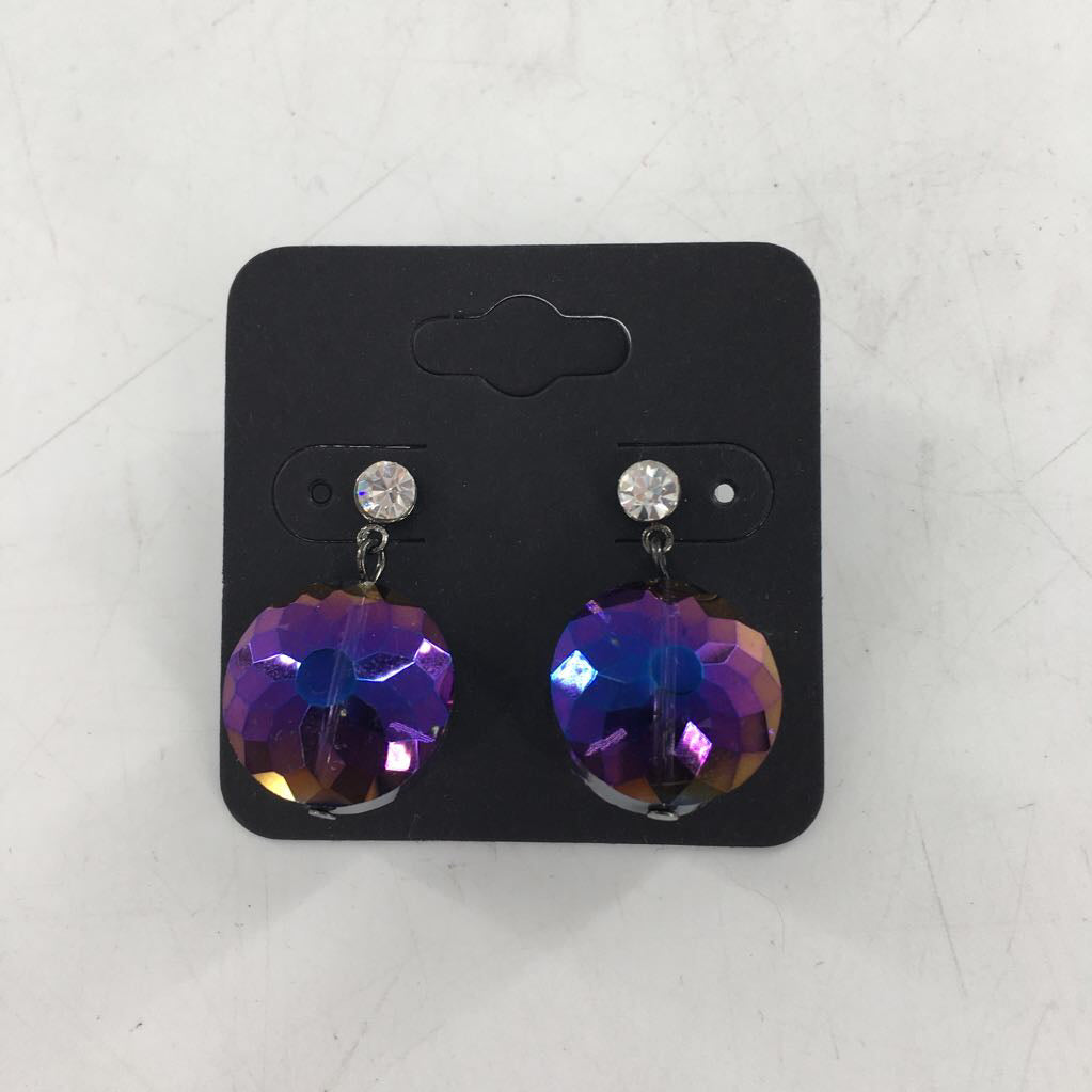 cz round stone dangle earrings