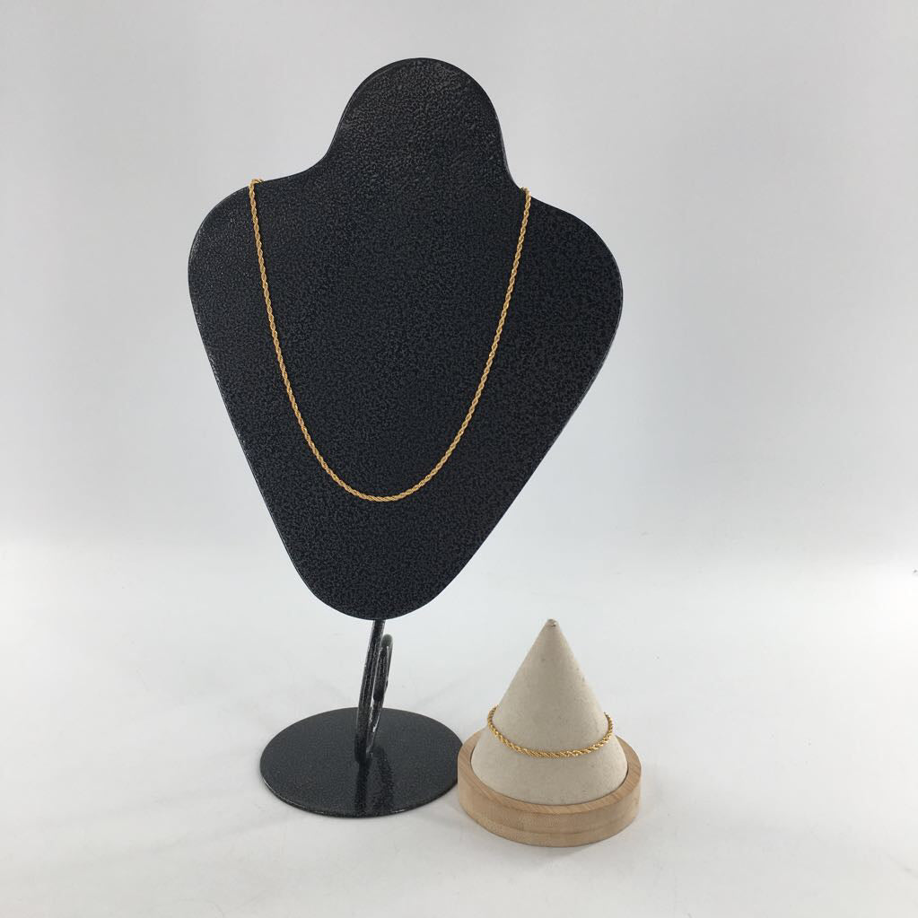 gold tone twist necklace & bracelet set