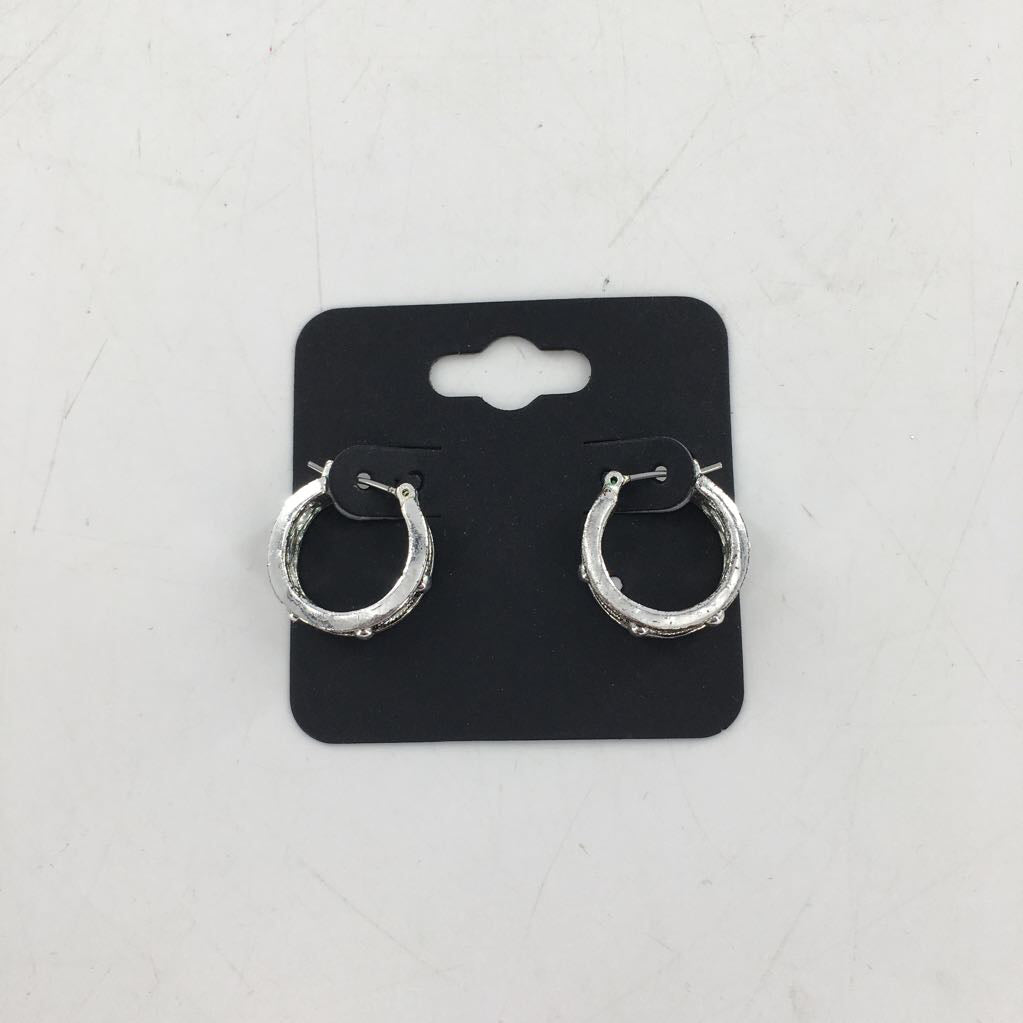 silver etched hoop earrings