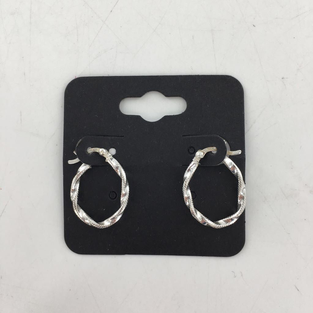 silver twist hoop earrings