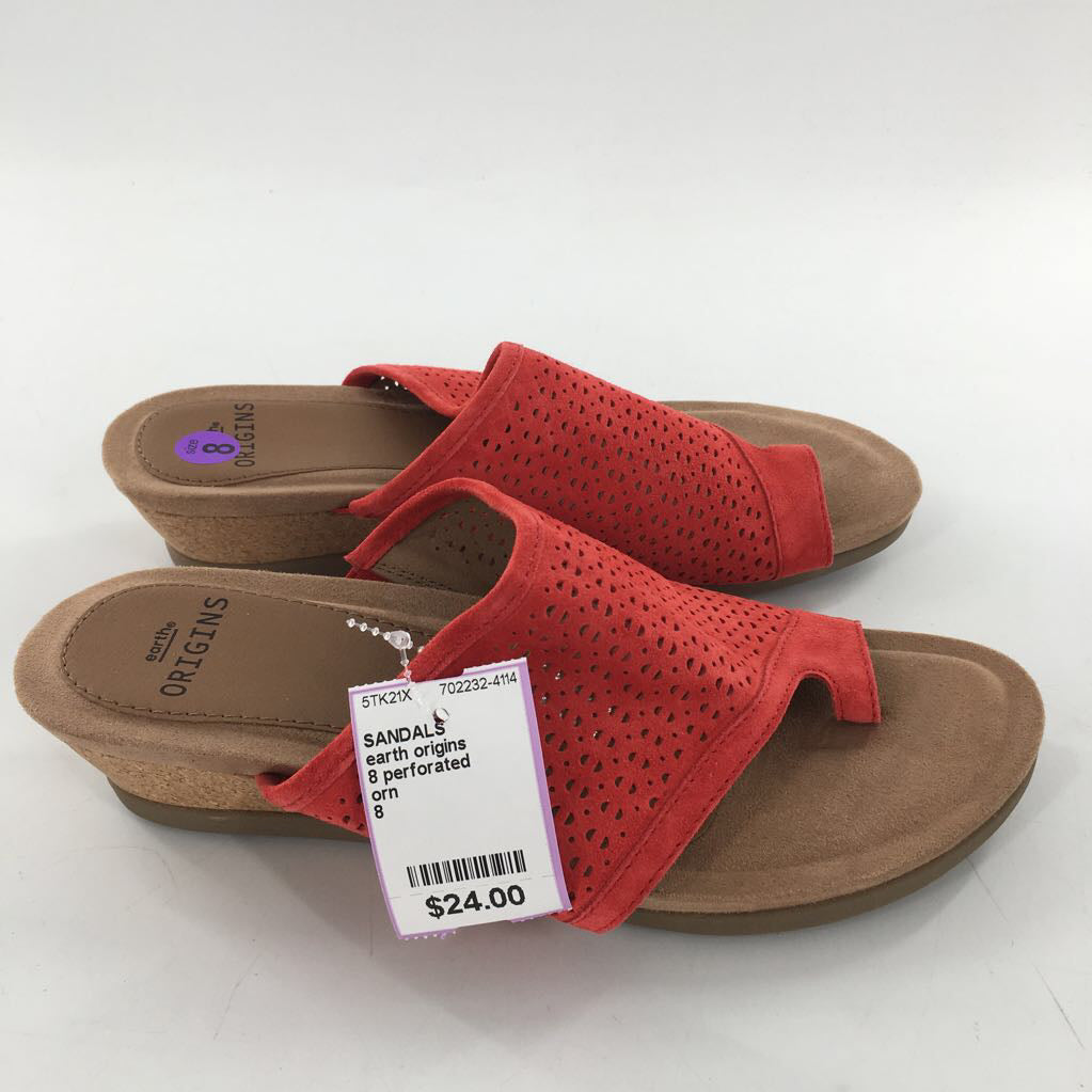8 perforated leather wedge heel sandal