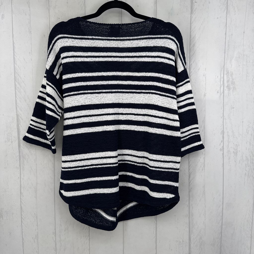 L chevron stripe 3/4 slv sweater