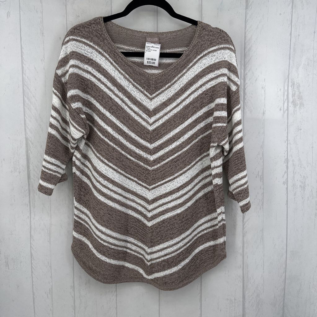 L chevron stripe 3/4 slv sweater