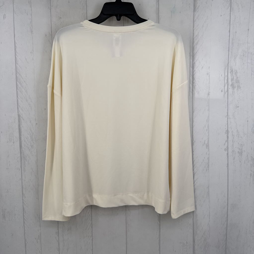 M round neck elastic waist l/s top