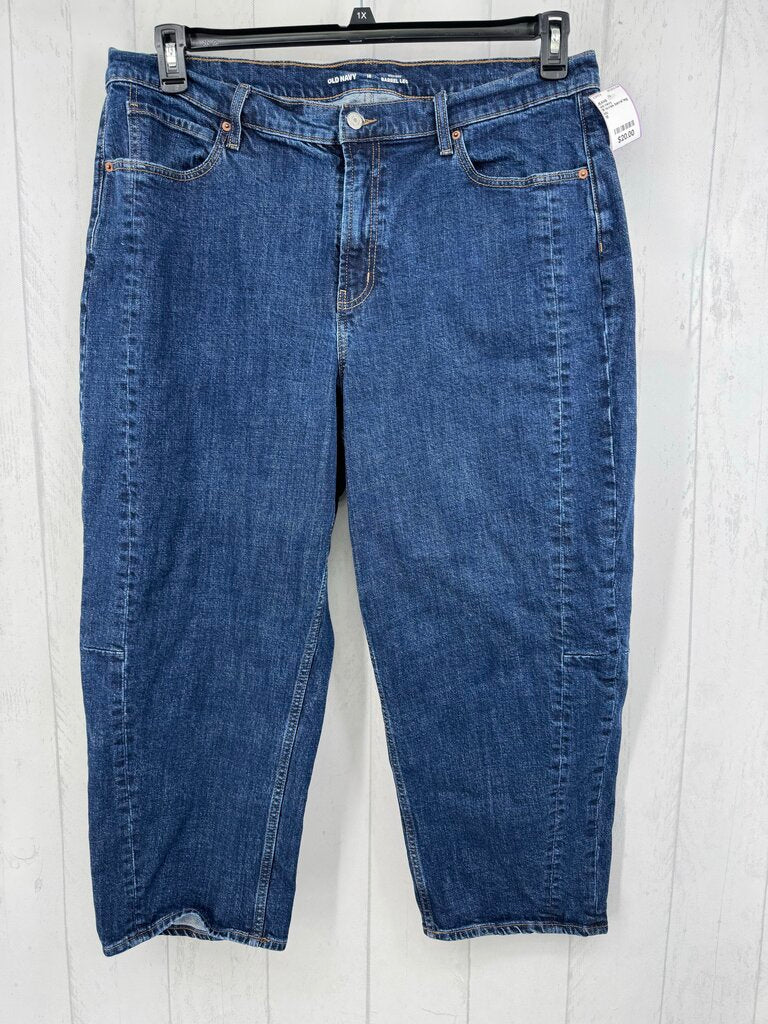 18 hi-rise barrel leg jean