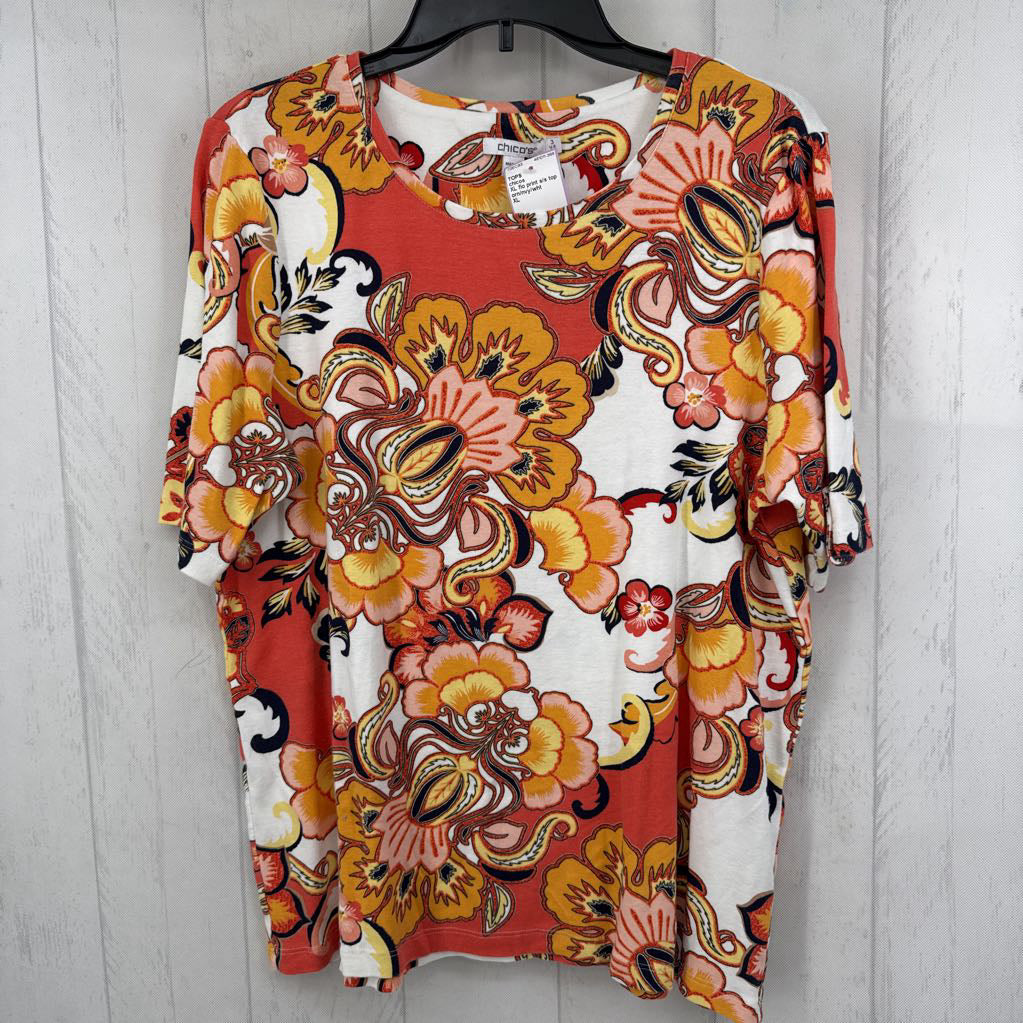 XL flo print s/s top