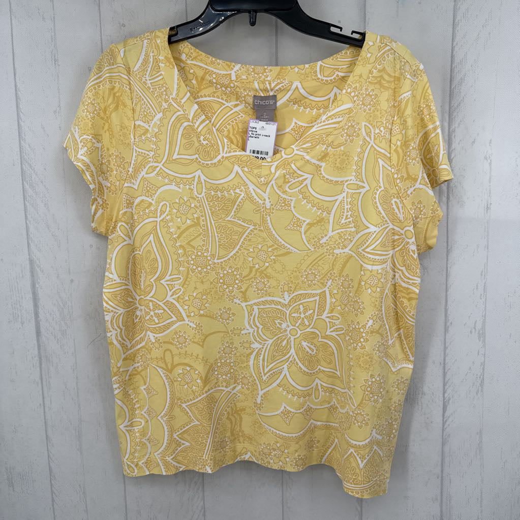 L flo print v-neck s/s tee