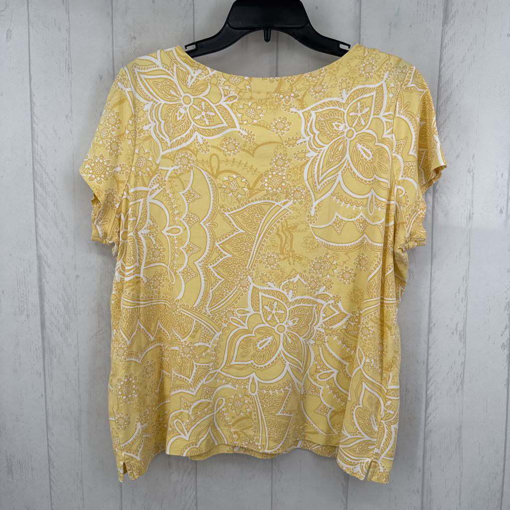 L flo print v-neck s/s tee