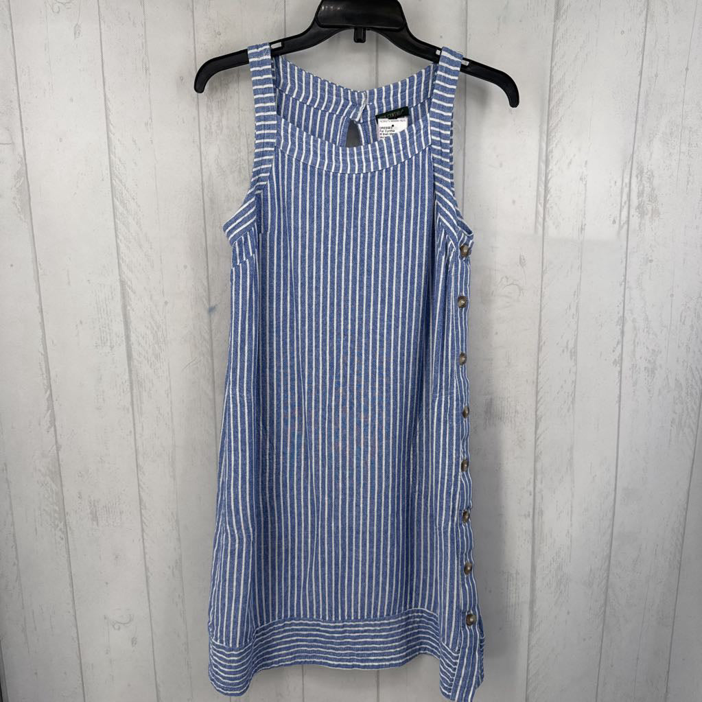 M linen blend striped slvls dress
