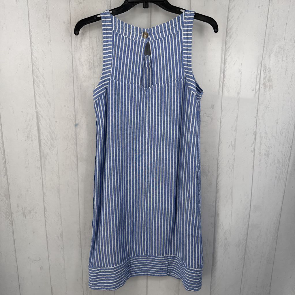M linen blend striped slvls dress