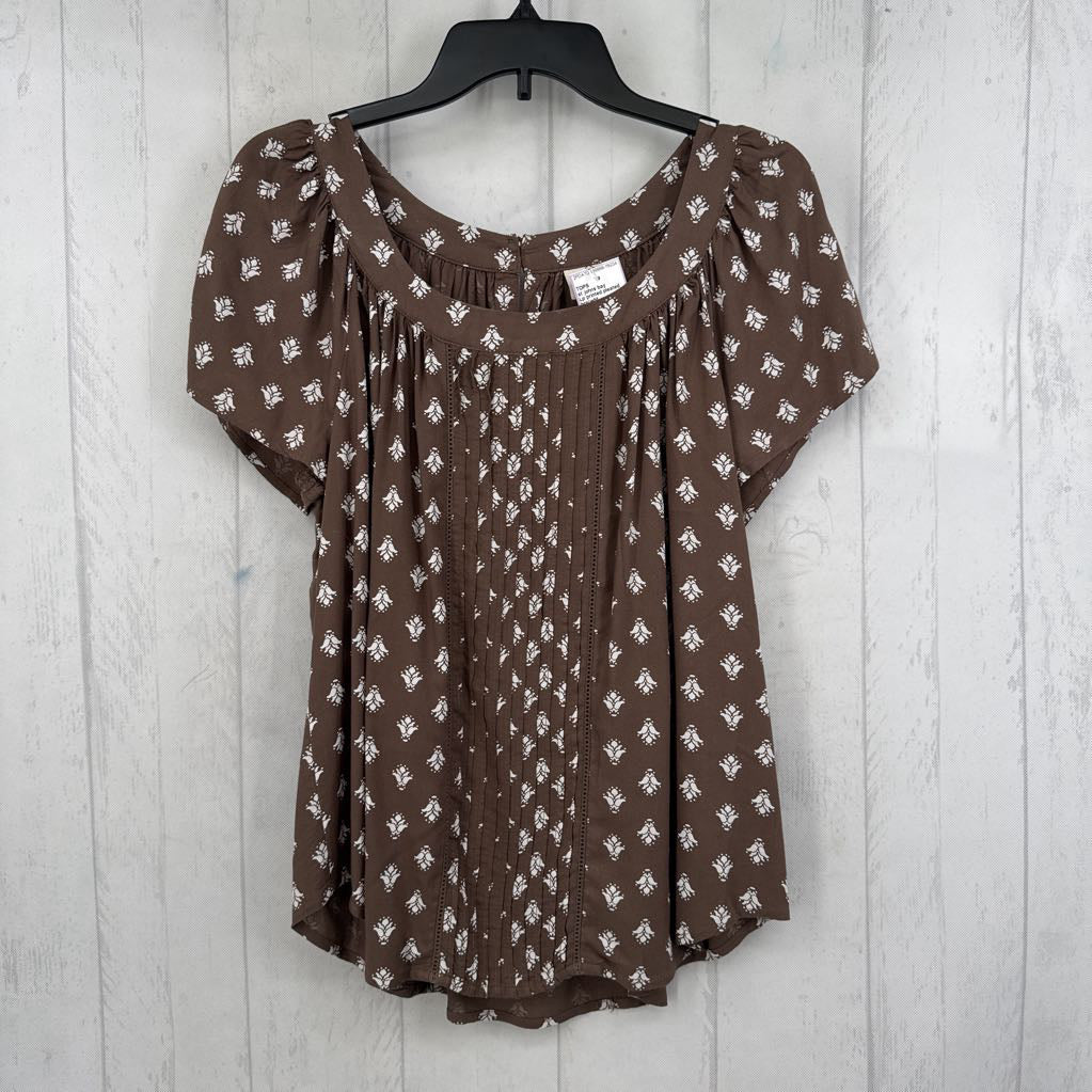 Lp printed pleated s/s top
