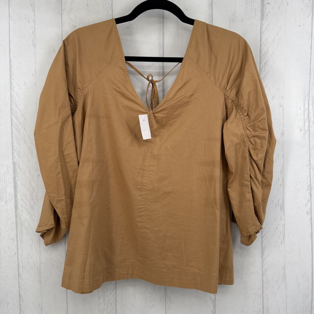 M v-neck tie back 3/4 slv top