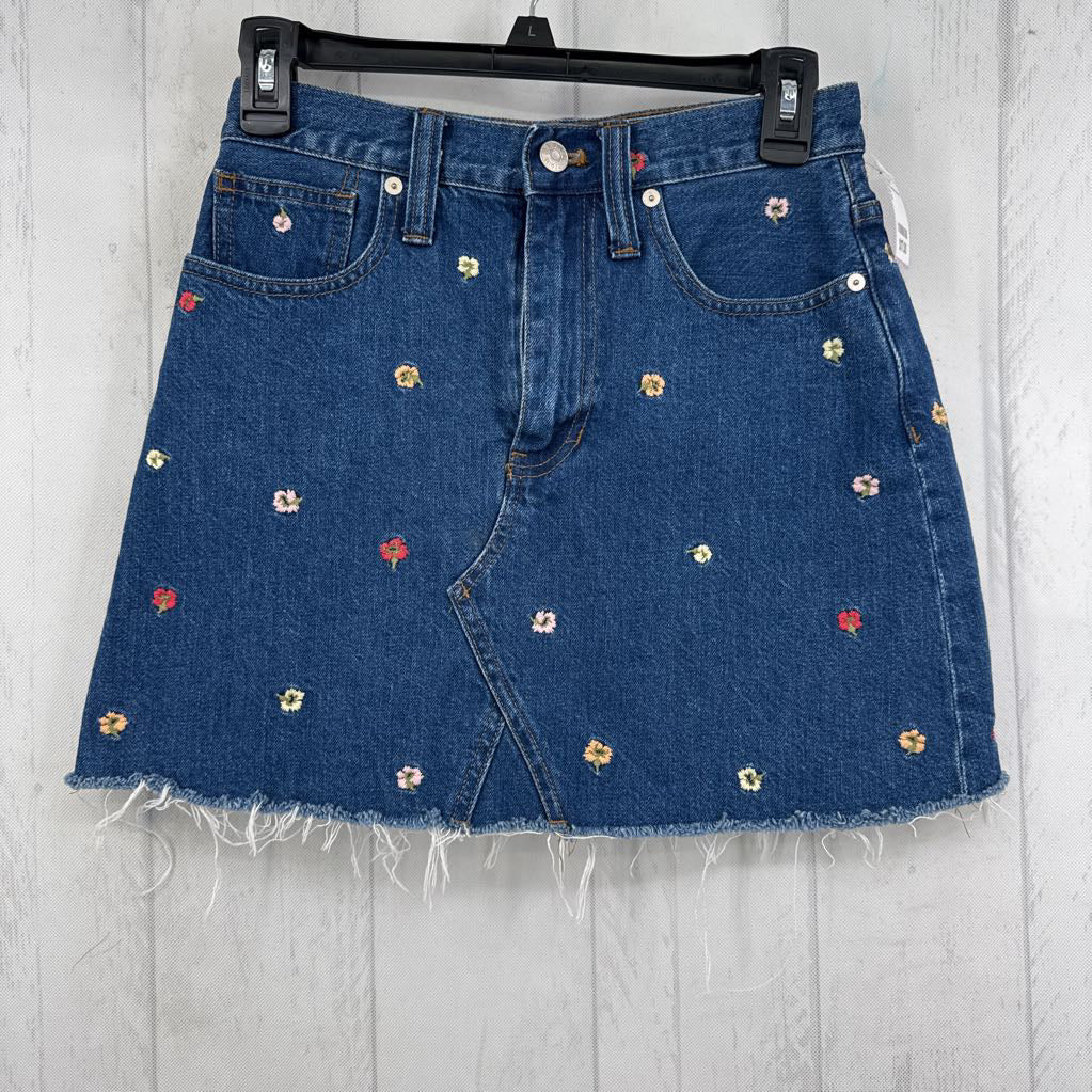 25 flo embroidered jean skirt