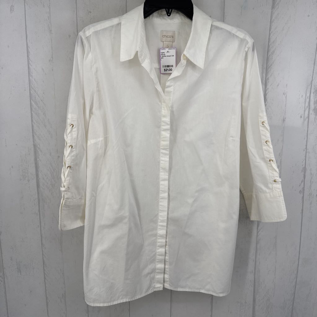 L button down 3/4 slv top