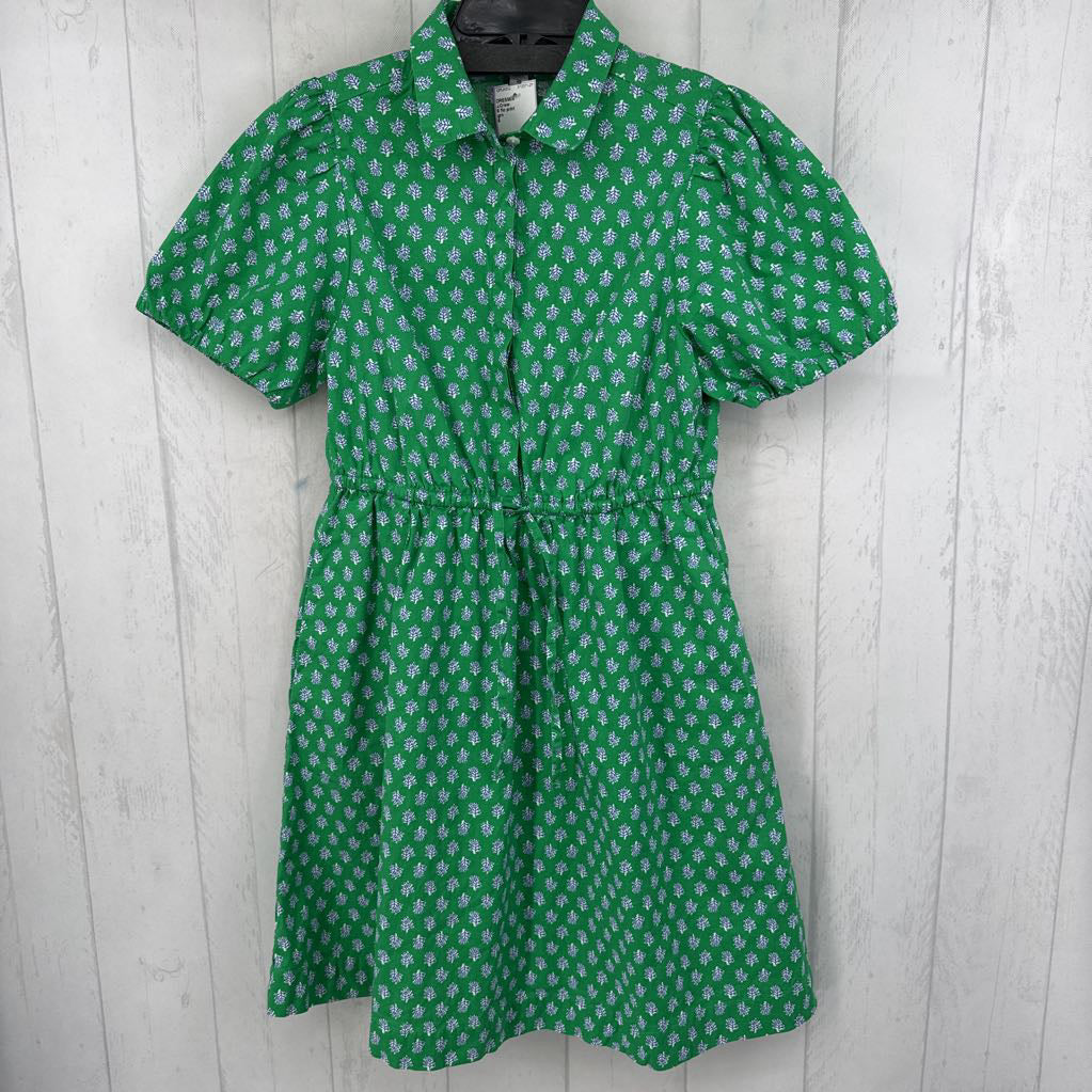 6 flo print drawstring waist s/s dress