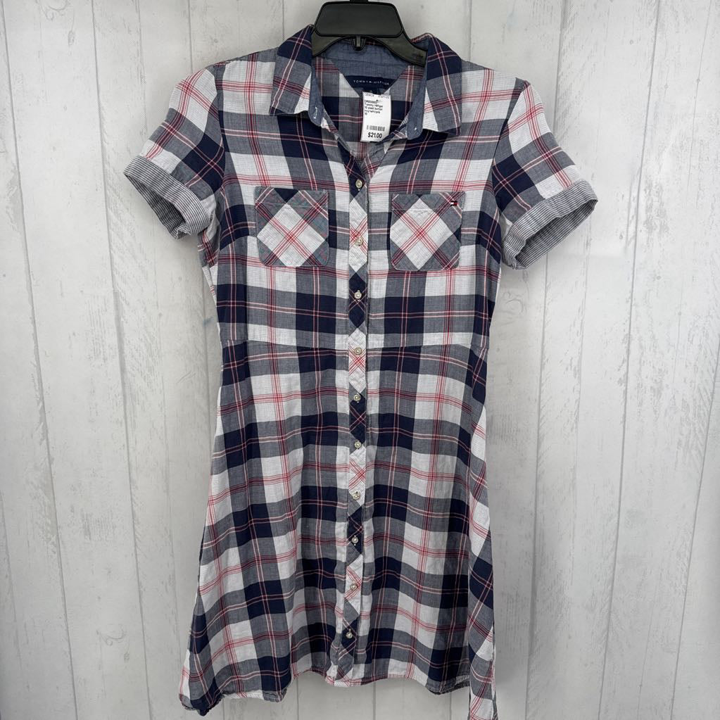 10 plaid button down s/s dress