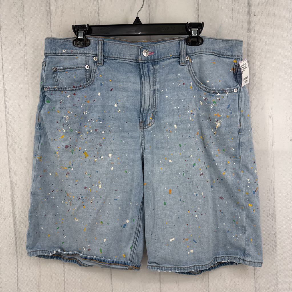 16 paint splatter denim jorts