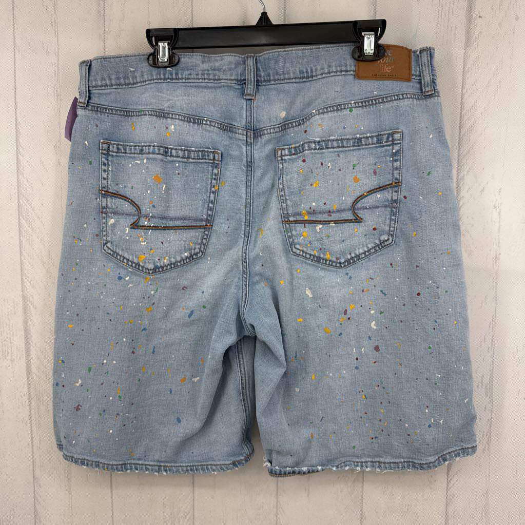 16 paint splatter denim jorts