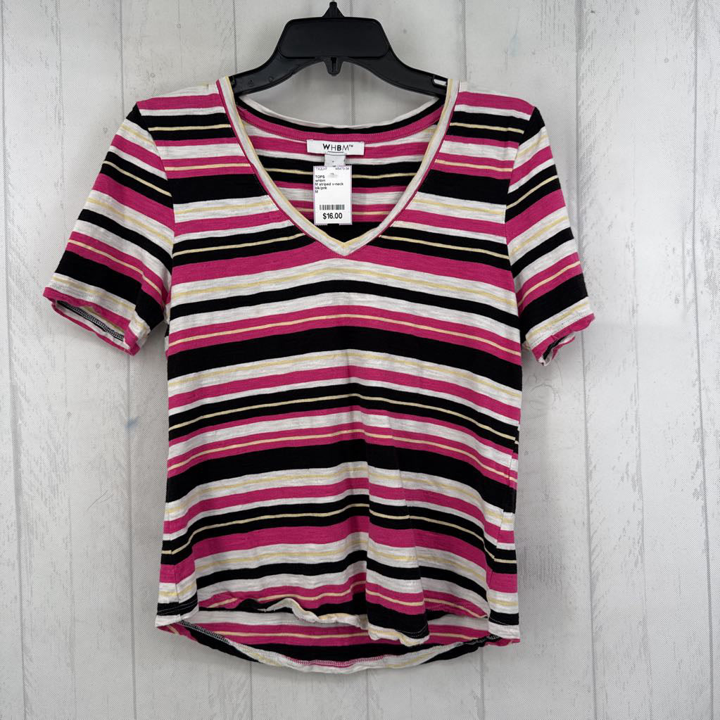 M striped v-neck s/s tee