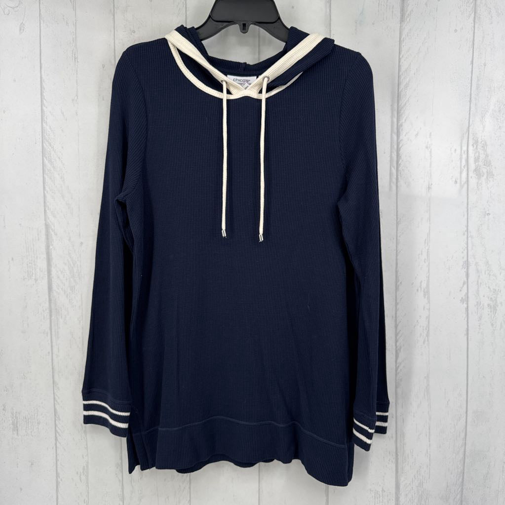 M waffle knit hooded l/s pullover