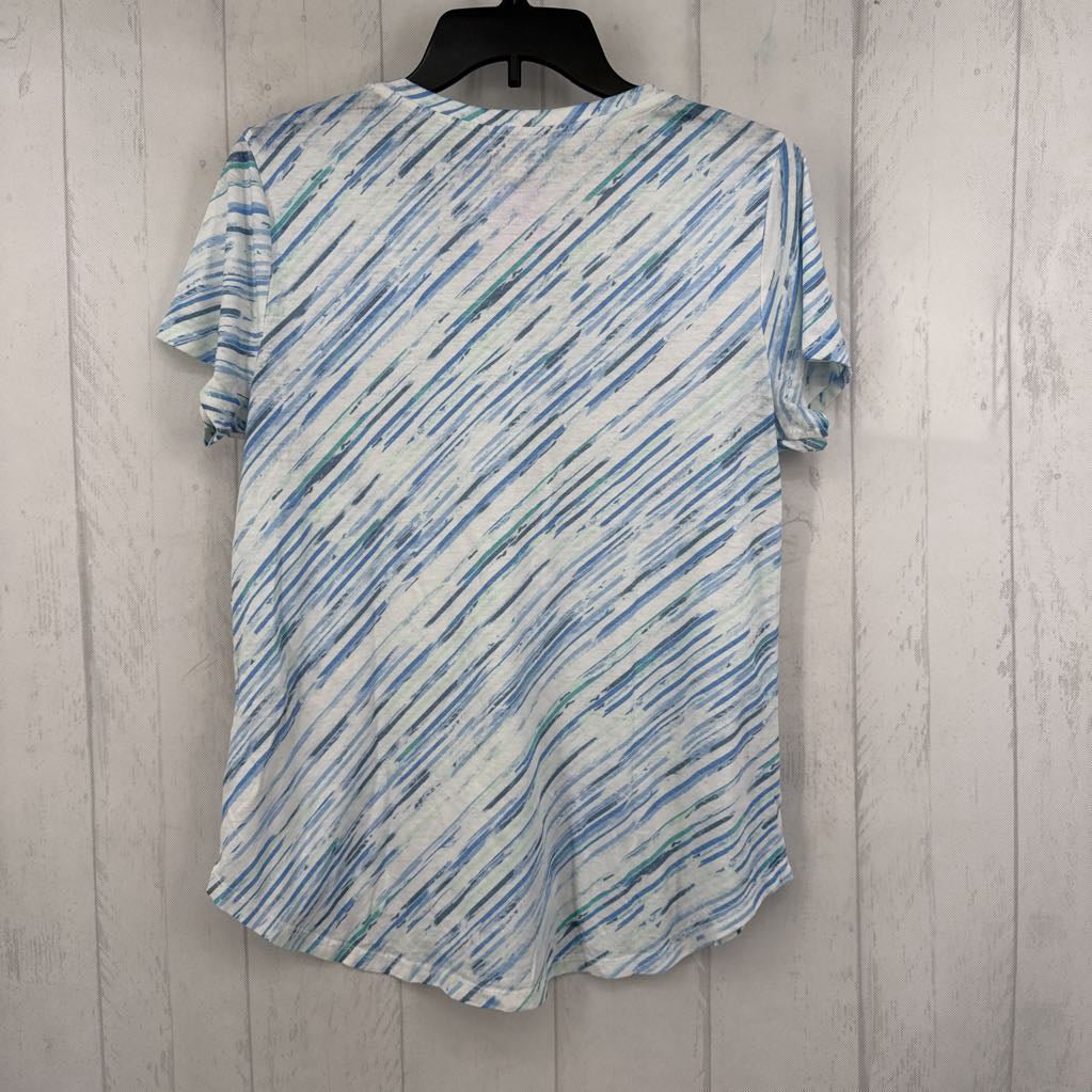 L striped v-neck s/s tee