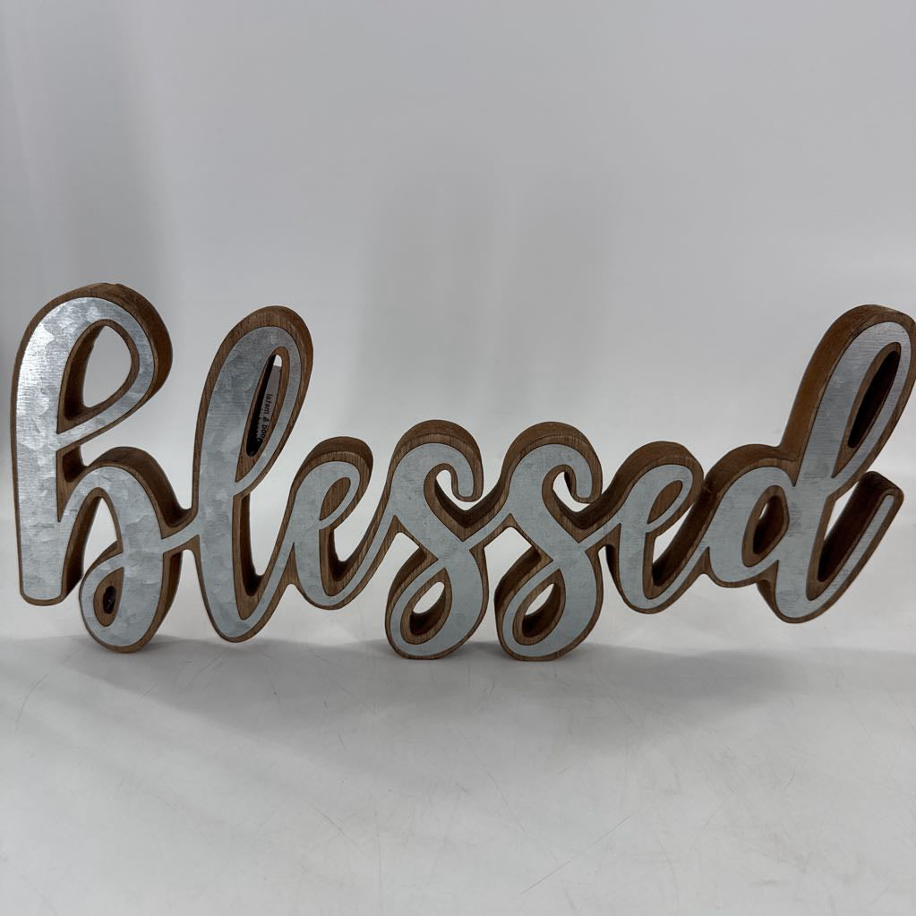 wood & metal blessed sign