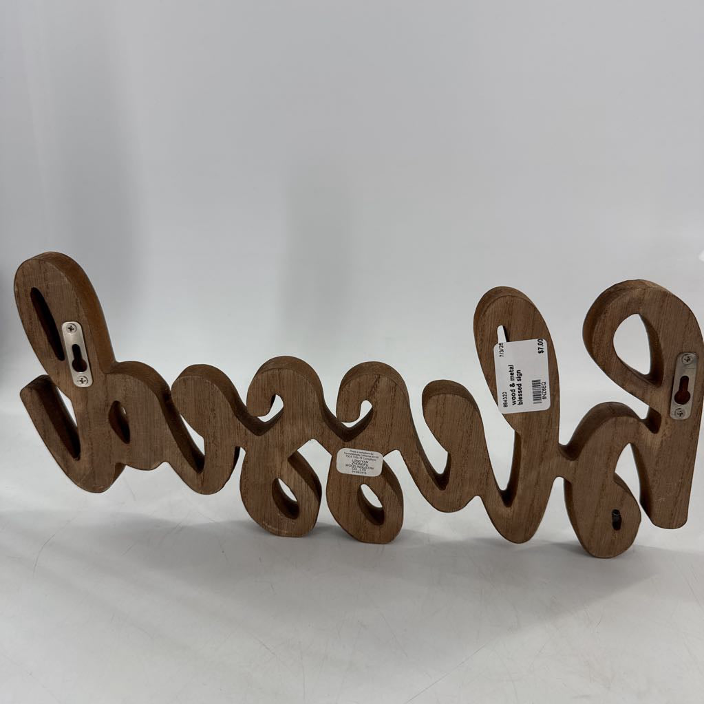 wood & metal blessed sign