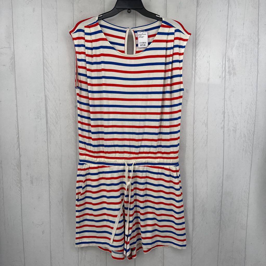 L stripe short romper