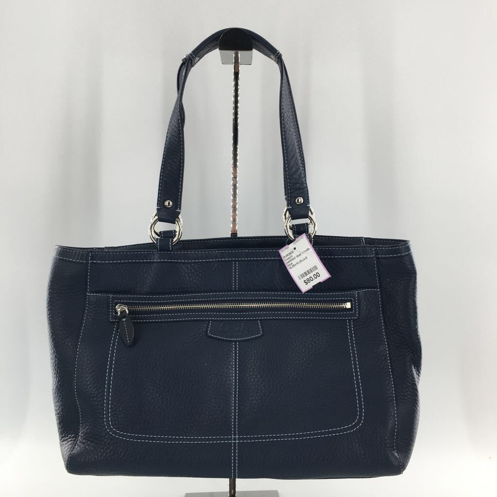 pebbled dual handle satchel w/ slip/zip pocket