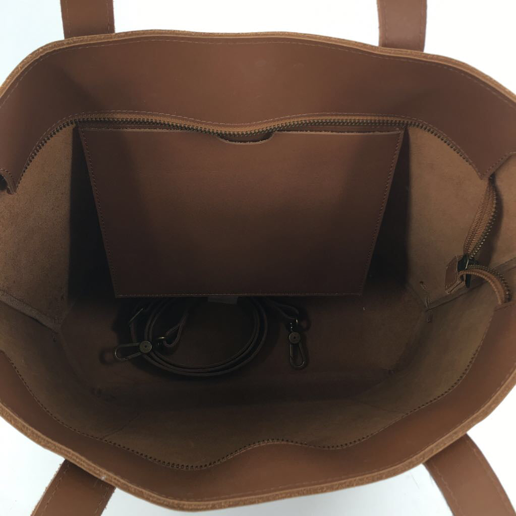 leather top zip tote