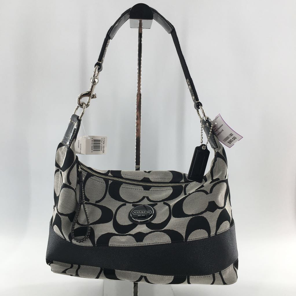 canvas signature stripe shoulder bag