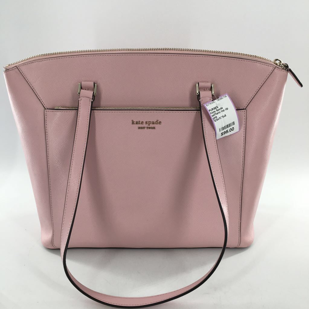 saffiano top zip tote w/ zip pocket
