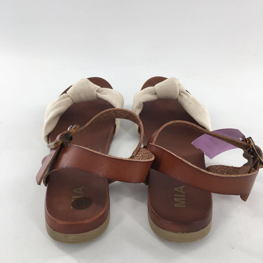 10 leather & linen bow sandal