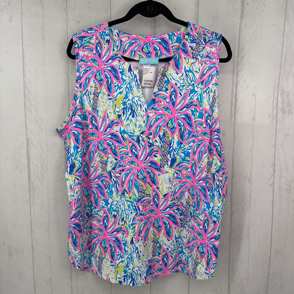 1X colorful split neck tank
